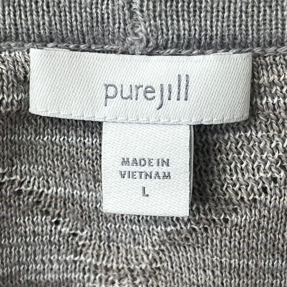 Pure Jill Women's Size L Long Cardigan Duster Delicate Open Front Gray Beige - Picture 7 of 9